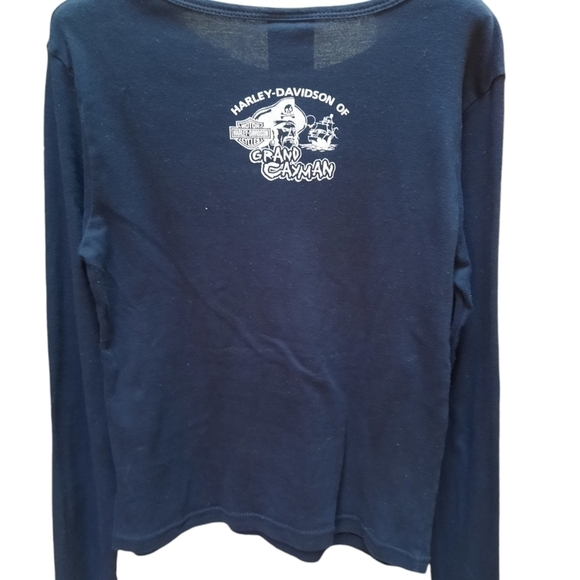 Harley Davidson Black Long Sleeve  Shirt Women's Top - Picture 2 of 7